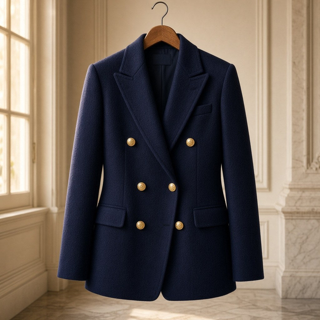 Blazer cu nasturi aurii, piesă vintage unicat – CastelulCuArtă