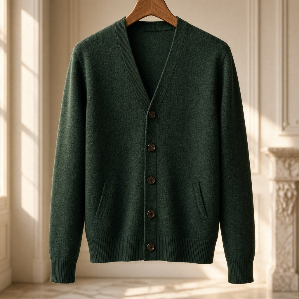 Cardigan din lână, verde închis, piesă vintage unicat – CastelulCuArtă