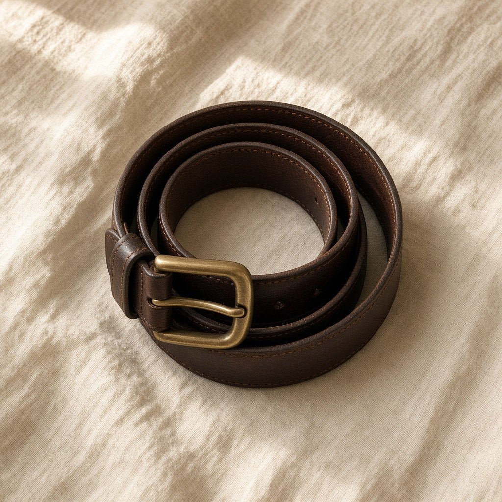 Curea din piele cu cataramă de alamă, piesă vintage unicat – CastelulCuArtă
