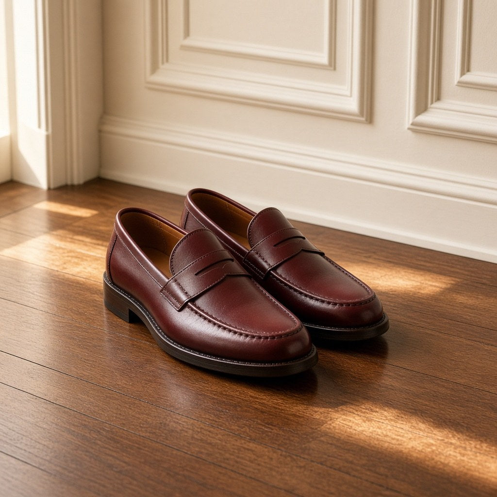 Mocasini din piele, burgund, piesă vintage unicat – CastelulCuArtă