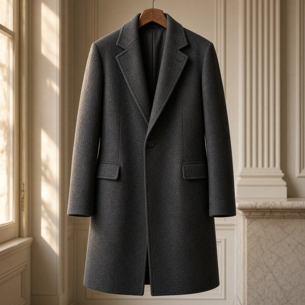 Palton din lână, gri antracit, piesă vintage unicat – CastelulCuArtă