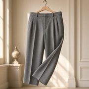 Pantaloni din flanel gri, piesă vintage unicat – CastelulCuArtă