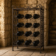 Raft de vin pentru 24 de sticle, din fier forjat lucrat manual – CastelulCuArtă