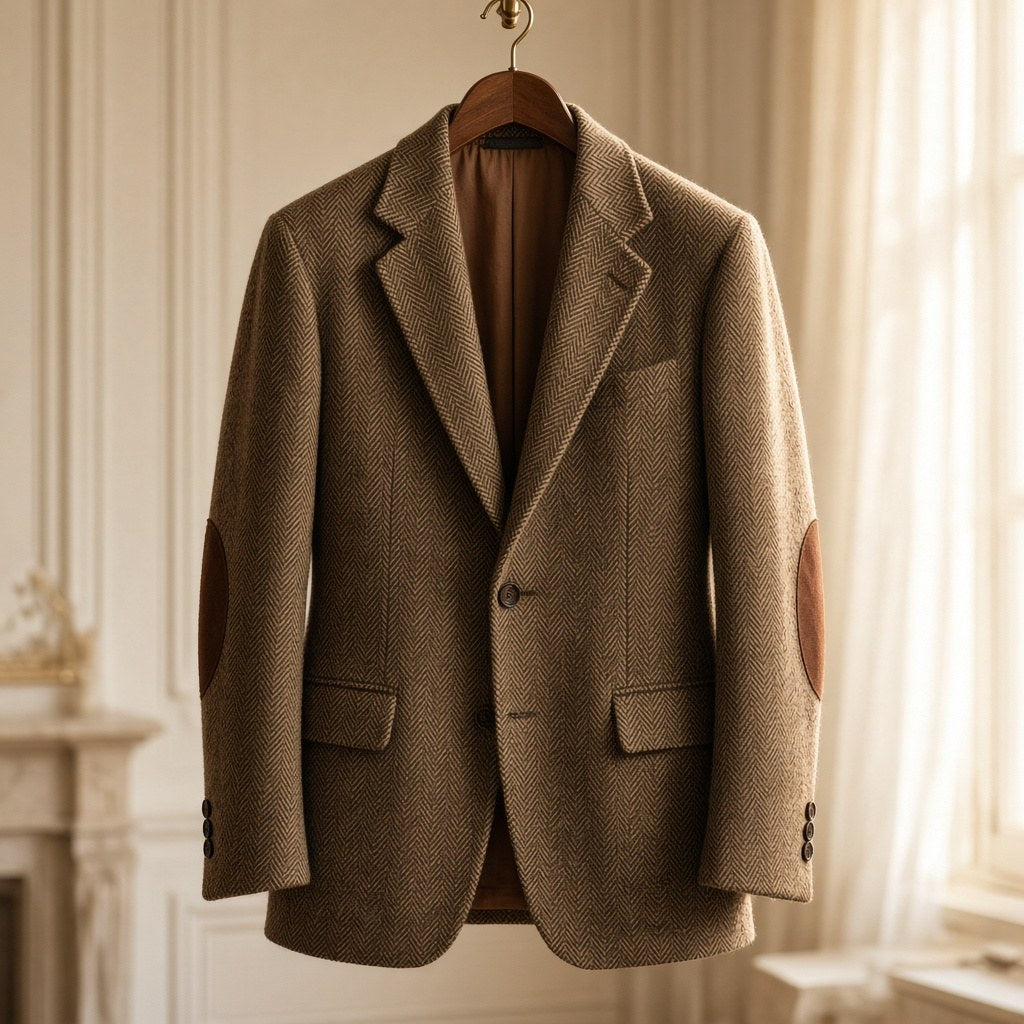 Sacou din tweed herringbone, piesă vintage unicat – CastelulCuArtă