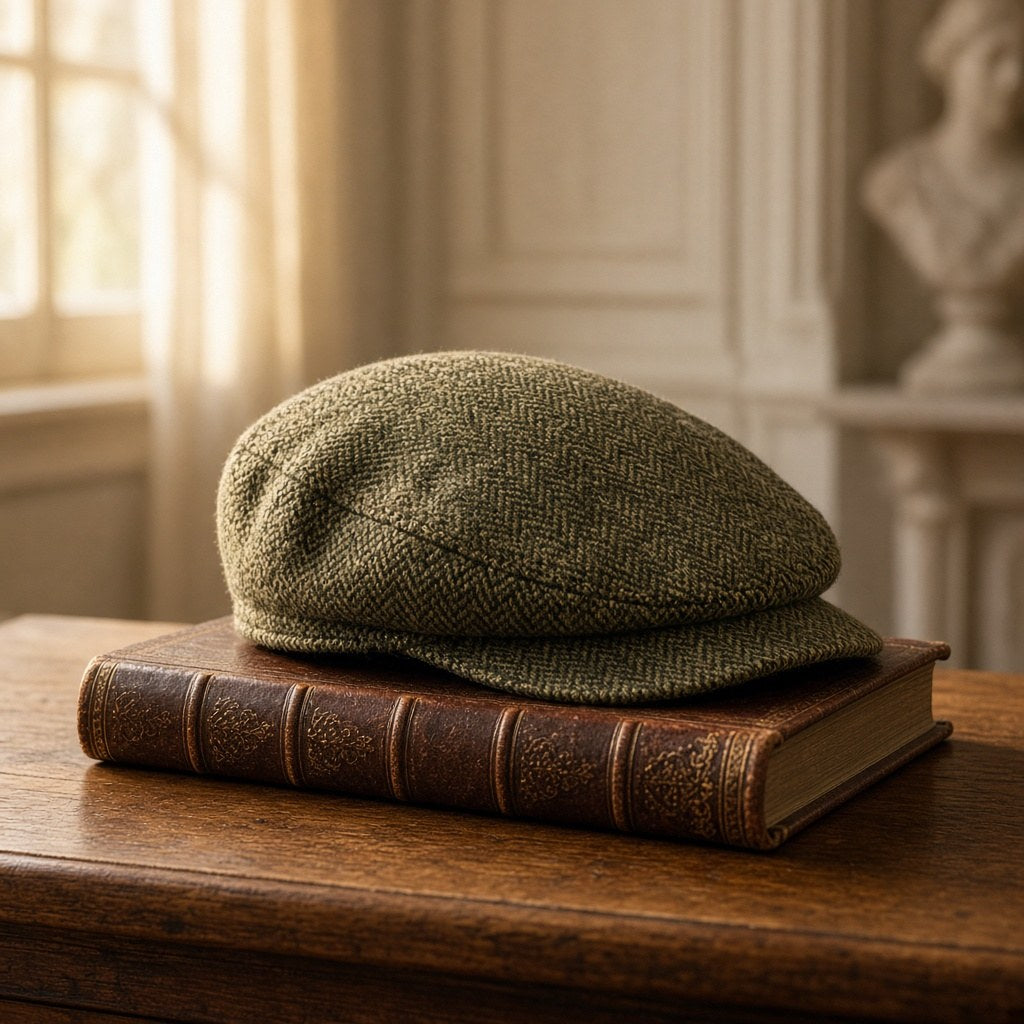 Șapcă plată din tweed, piesă vintage unicat – CastelulCuArtă