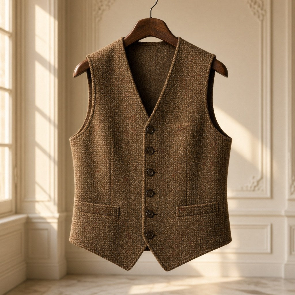 Vestă din tweed, piesă vintage unicat – CastelulCuArtă